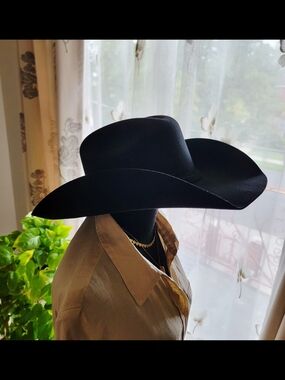 Justin Hats 3X Black Premium Wool Felt Rodeo Cowboy Hat - Size 7 Small / Medium